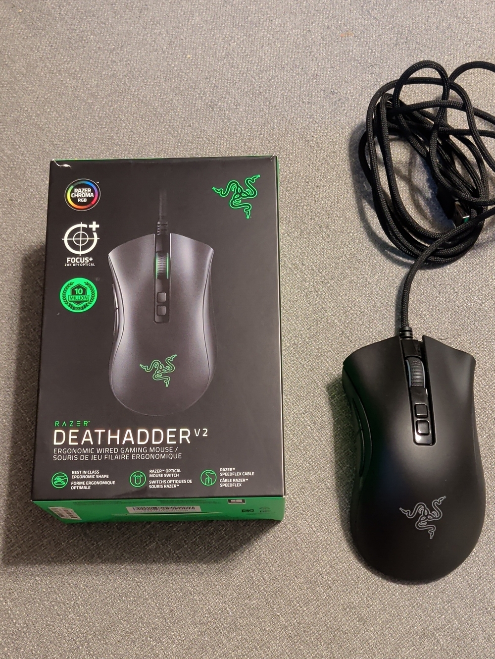 Razer DeathAdder V2 Gaming Mouse — Black with Green Accents